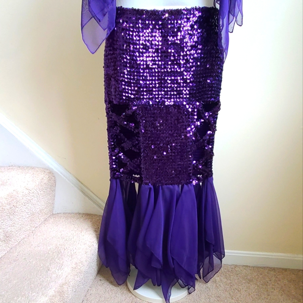 3 Peice Purple Sequins Dance Skirt Set⁷